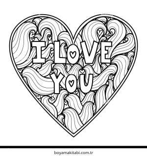 Aşk boyama sayfası – sanatsal çalışma, çocuklar için