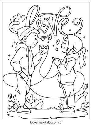 Aşk boyama sayfası – el becerilerini geliştirir, boyama çalışması