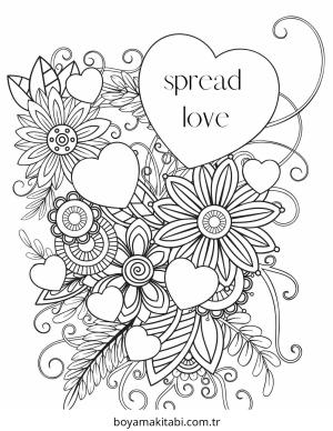 Aşk boyama sayfası – basit çizim, kolay boyama