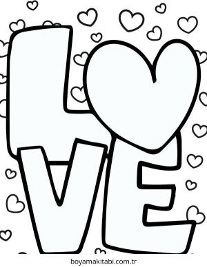 Aşk boyama sayfası – PDF indir, sevimli karakter