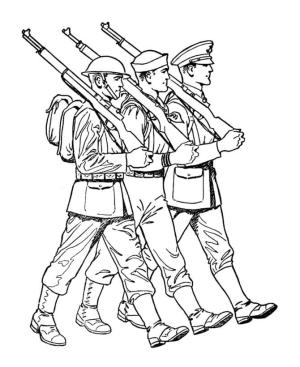 Asker boyama sayfası,  coloring page, üç Asker, 