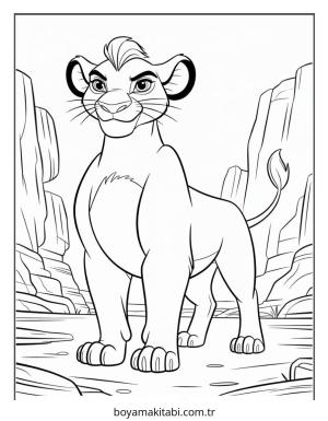 Aslan Kral boyama sayfası – PDF indir, sevimli karakter