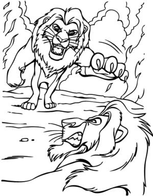 Aslan Kral boyama sayfası,  coloring page, Mufasa Vs Scar, 