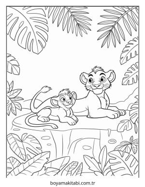 Aslan Kral boyama sayfası – çocuk aktivitesi, PDF indir