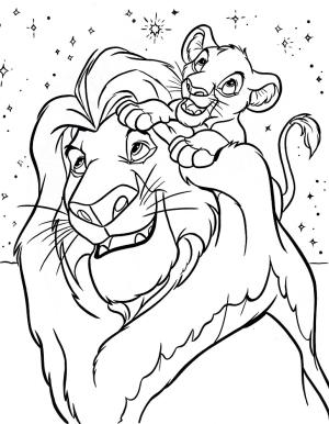 Aslan Kral boyama sayfası,  coloring page, Mufasa ve Simba birlikte oynamak, 