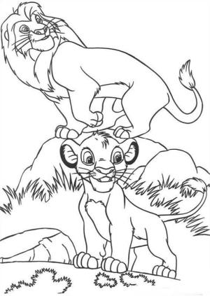 Aslan Kral boyama sayfası,  coloring page, Mutlu Mufasa Ve Simba, 