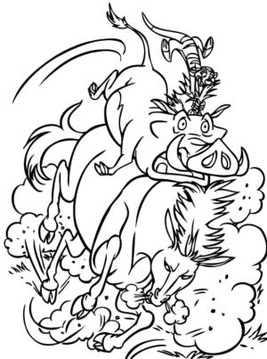 Aslan Kral boyama sayfası,  coloring page, Pumbaa Ve Timon Ata Biniyor, 