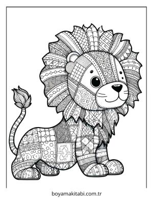 Aslan boyama sayfası – çocuk aktivitesi, PDF indir
