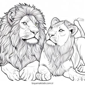 Aslan boyama sayfası – yaratıcılık, eğlenceli etkinlik