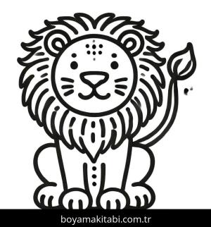 Aslan boyama sayfası – sevimli karakter, sanatsal çalışma
