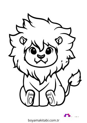 Aslan boyama sayfası – evde etkinlik, ücretsiz yazdır