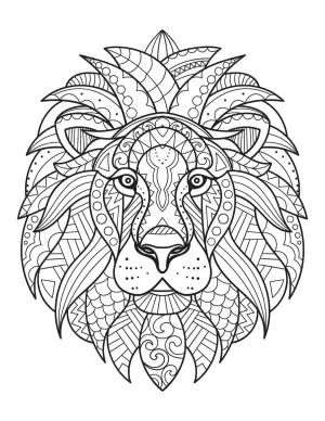 Aslan boyama sayfası, Lions coloring page, Mandala Aslan Başı, 