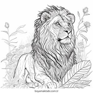 Aslan boyama sayfası – boyama çalışması, yaratıcılığı geliştirir