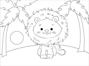 Aslan boyama sayfası, Lions coloring page, Sahilde Oturan Aslan, 