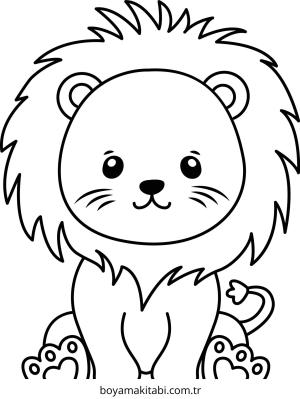 Aslan boyama sayfası – kolay boyama, eğitici aktivite
