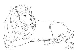 Aslan boyama sayfası, Lions coloring page, Yatan Aslan, 