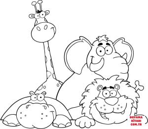 Aslan boyama sayfası, Lions coloring page, , lions hippo giraffe elephant and lion 