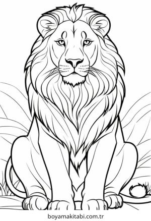 Aslan boyama sayfası – eğlenceli etkinlik, el becerilerini geliştirir