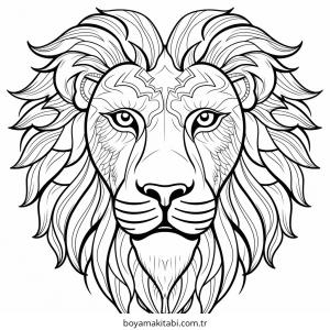 Aslan boyama sayfası – basit çizim, kolay boyama