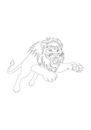 Aslan boyama sayfası, Lions coloring page, Aslan saldırısı, 