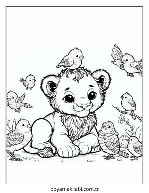 Aslan boyama sayfası – sanatsal çalışma, çocuklar için