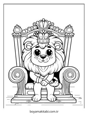 Aslan boyama sayfası – el becerilerini geliştirir, boyama çalışması