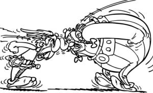 Asteriks ve Oburiks boyama sayfası,  coloring page, Asterix Obelix’le dövüşüyor, 