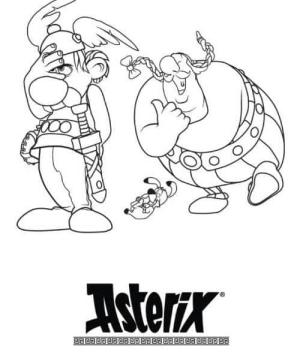 Asteriks ve Oburiks boyama sayfası,  coloring page, Obelix ve Dogmatix Asterix’e gülüyor, 