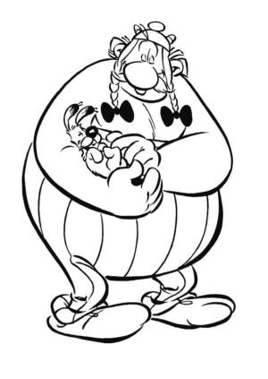 Asteriks ve Oburiks boyama sayfası,  coloring page, Obelix Sıkıştıran Dogmatix, 