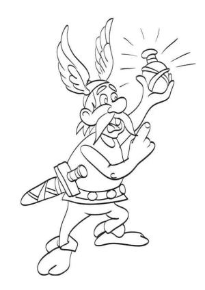 Asteriks ve Oburiks boyama sayfası,  coloring page, Asterix Sihirli Bir Güç İksiri Gösteriyor, 