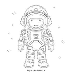 Astronot boyama sayfası – basit çizim, kolay boyama