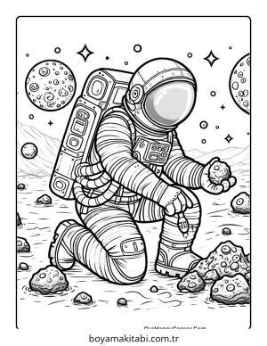 Astronot boyama sayfası – el becerilerini geliştirir, boyama çalışması