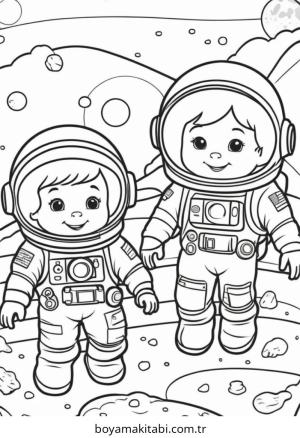 Astronot boyama sayfası – sanatsal çalışma, çocuklar için