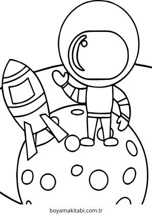 Astronot boyama sayfası – kolay boyama, eğitici aktivite