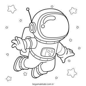 Astronot boyama sayfası – sevimli karakter, sanatsal çalışma