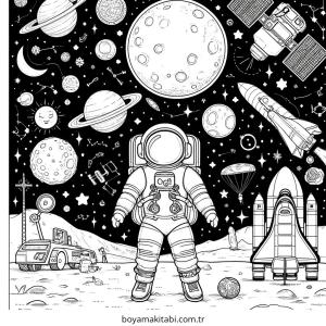 Astronot boyama sayfası – sanatsal çalışma, çocuklar için
