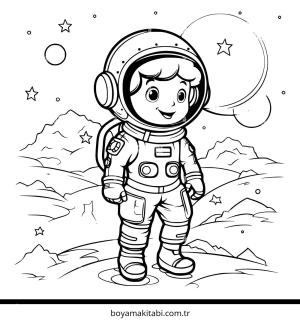 Astronot boyama sayfası – keyifli zaman, renkli çizimler