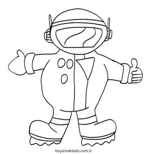 Astronot boyama sayfası – çizgi film temalı, basit çizim