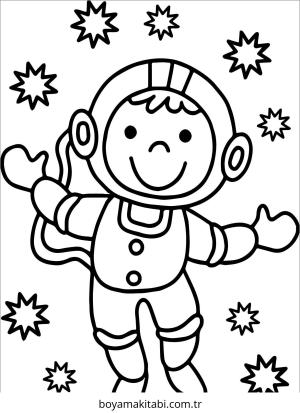 Astronot boyama sayfası – el becerilerini geliştirir, boyama çalışması