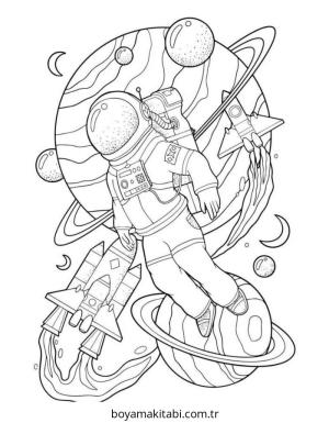 Astronot boyama sayfası – keyifli zaman, renkli çizimler