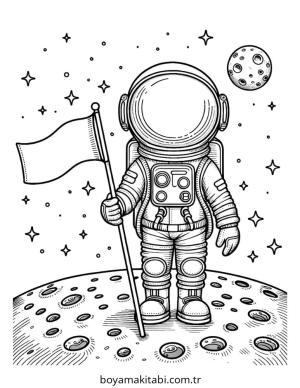 Astronot boyama sayfası – eğlenceli etkinlik, el becerilerini geliştirir