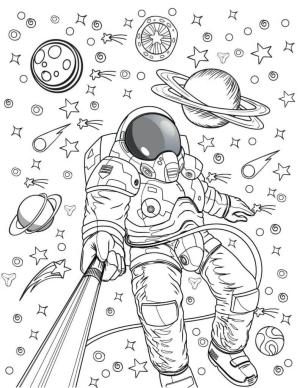 Astronotlar boyama sayfası,  coloring page, Gezegenler ve Yıldızlar ile Astronot, 