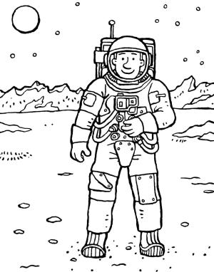 Astronotlar boyama sayfası,  coloring page, Uzayda Astronot Çizimi, 