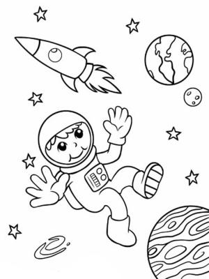 Astronotlar boyama sayfası,  coloring page, Astronot çocuk uzay Boşluğu, 