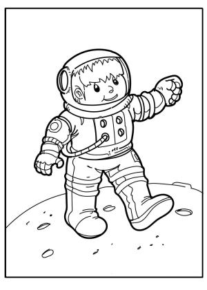 Astronotlar boyama sayfası,  coloring page, Gülümseyen Astronot çocuk dış Gezegen, 