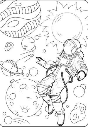 Astronotlar boyama sayfası,  coloring page, Gezegenler ile Astronot, 