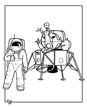 Astronotlar boyama sayfası,  coloring page, Uzay gemisi ile Astronot, 