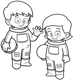 Astronotlar boyama sayfası,  coloring page, Kız ve Erkek Astronot, 