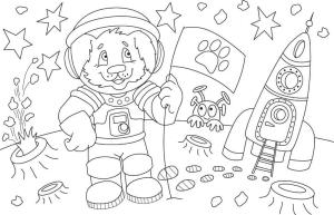 Astronotlar boyama sayfası,  coloring page, Karikatür Hayvan Astronot, 