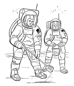 Astronotlar boyama sayfası,  coloring page, Uzayda İki Astronot, 